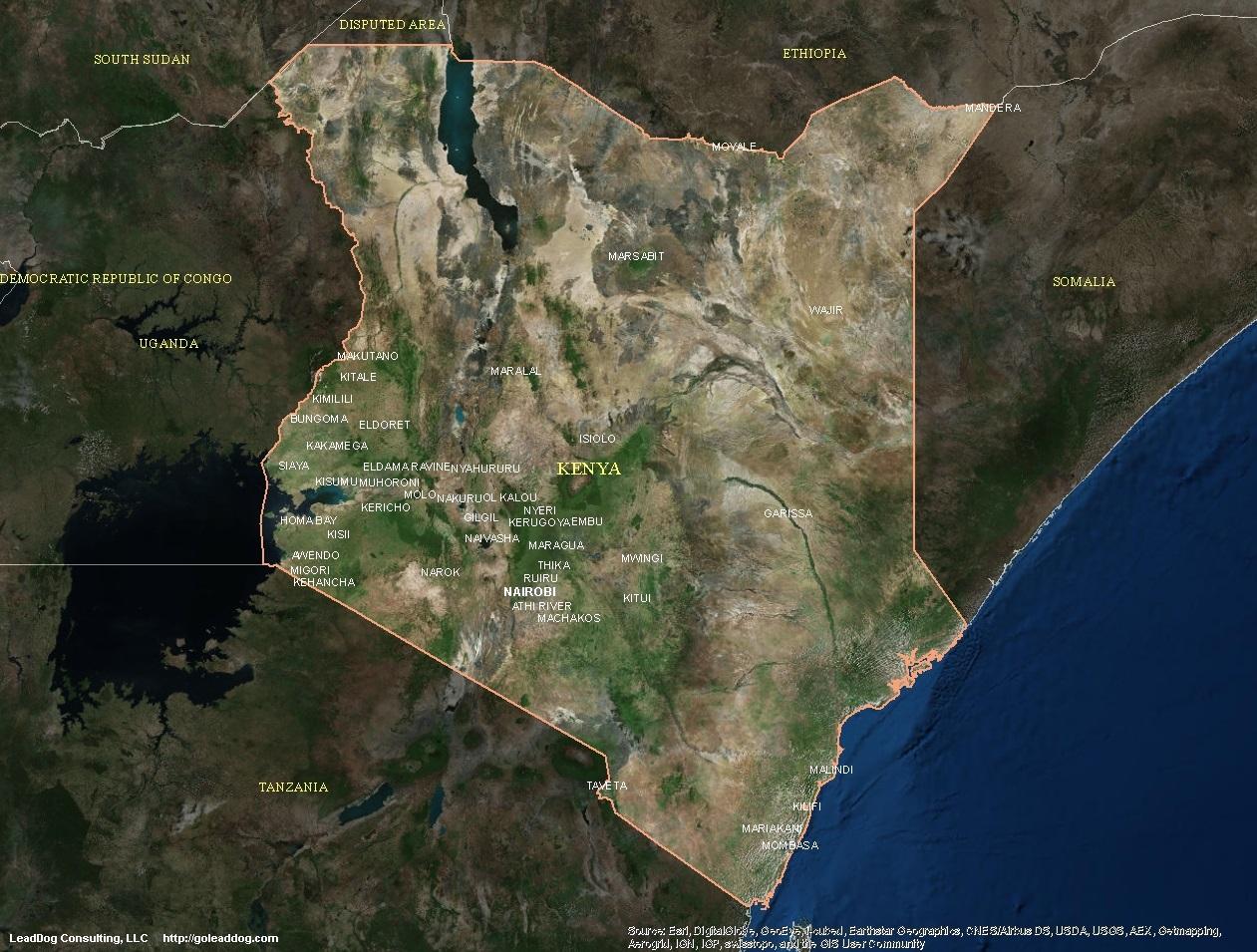 Satelliitti kartta Algeria - Kartta satelliitti kartta Algeria (Itä -  Afrikka ja afrikan)