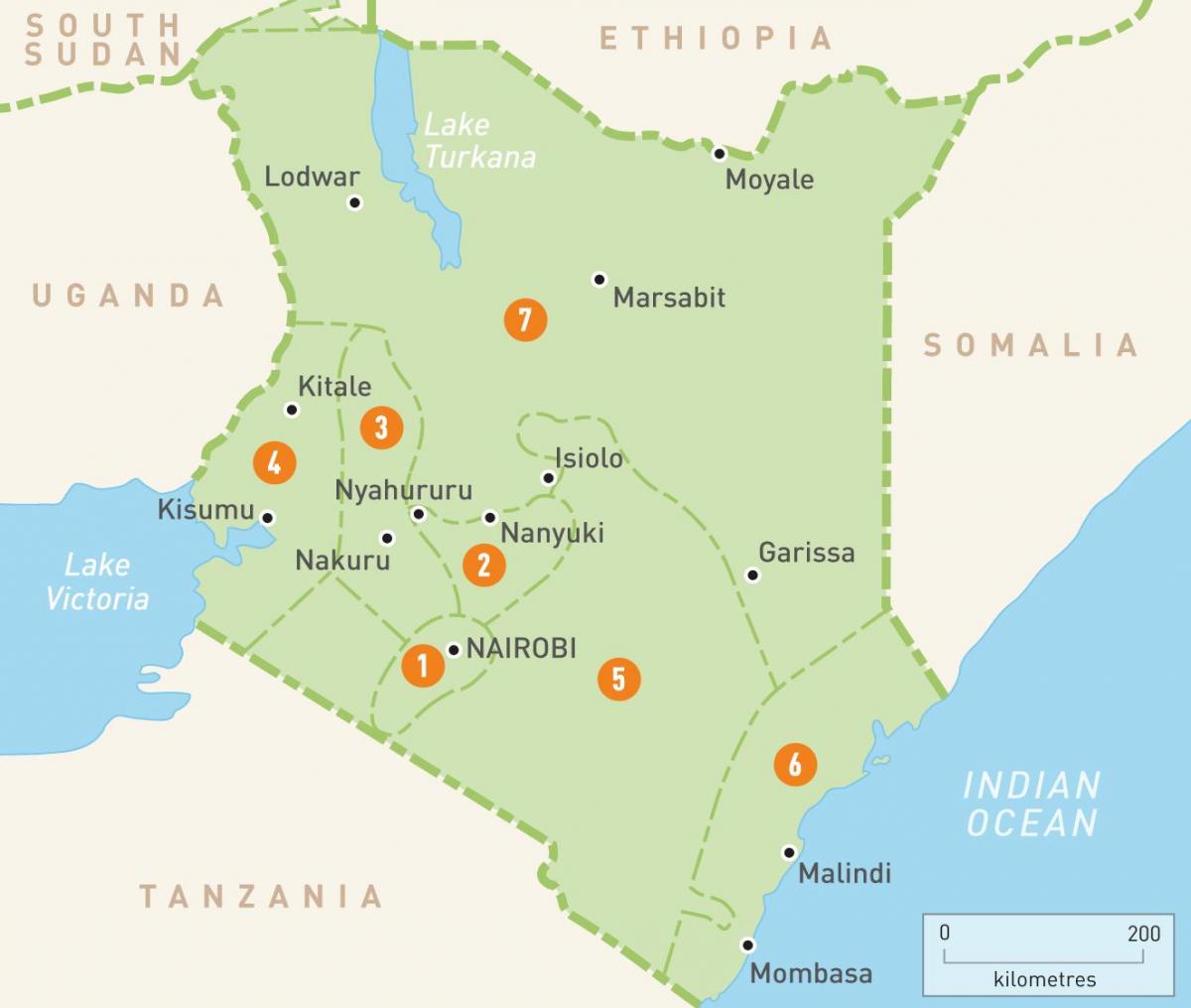 kartta Kenian osoittaa maakunnissa