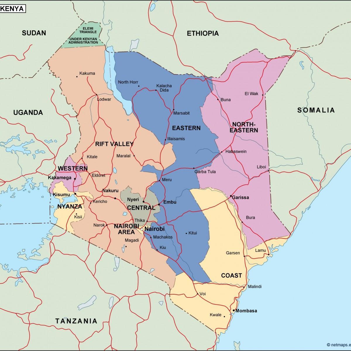 kartta poliittinen kartta Kenia