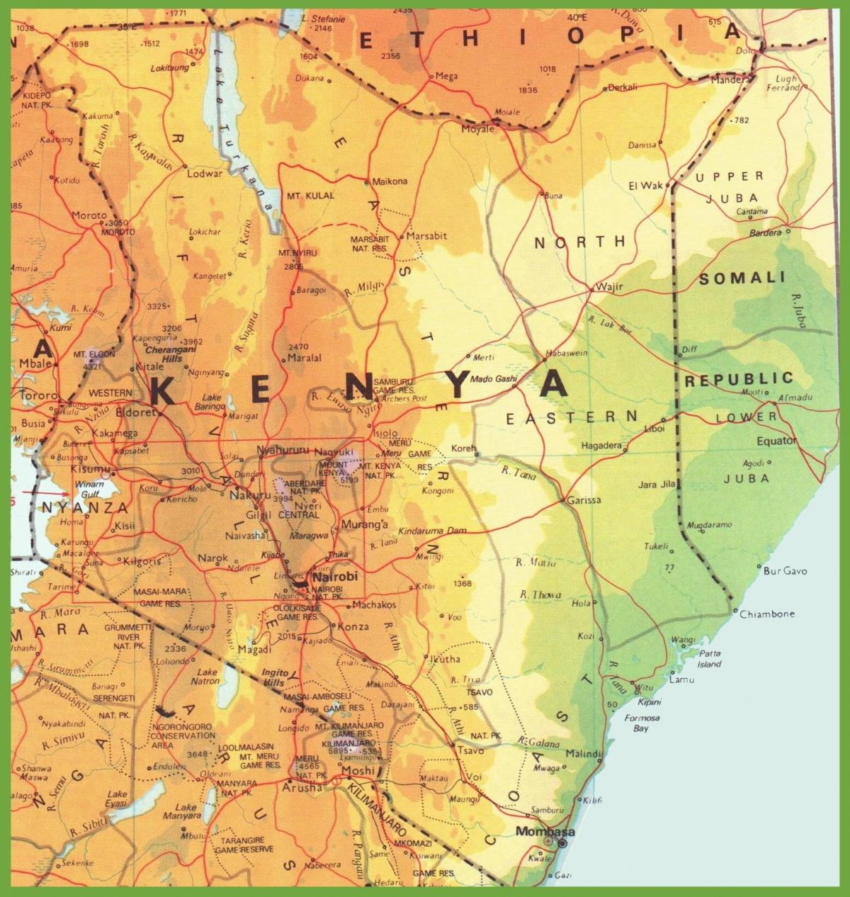 Kenia tieverkon kartta