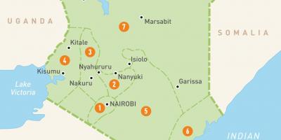 Kartta Kenian osoittaa maakunnissa