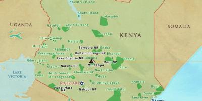 Kartta Kenian kansallispuistot ja varaukset