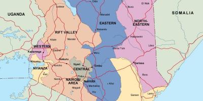 Kartta poliittinen kartta Kenia